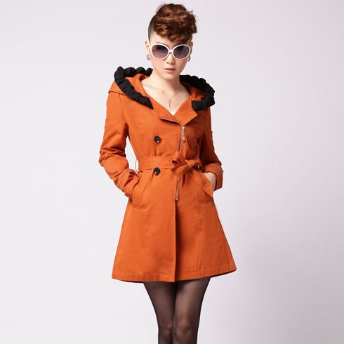 酷庫2013新款女裝之橘黃色風衣