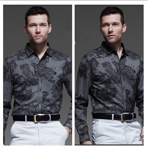 優品優男黑色印花長袖