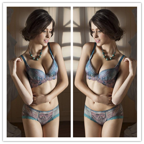 韓麗爾深藍色豹紋印花內衣