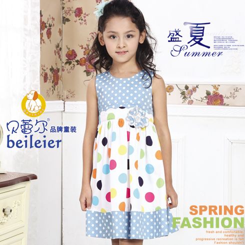 冰藍色圓點甜美連衣裙