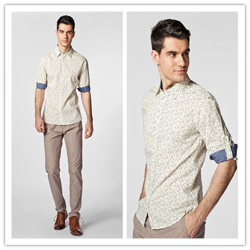 優品優男純棉星型印花襯衫 　　