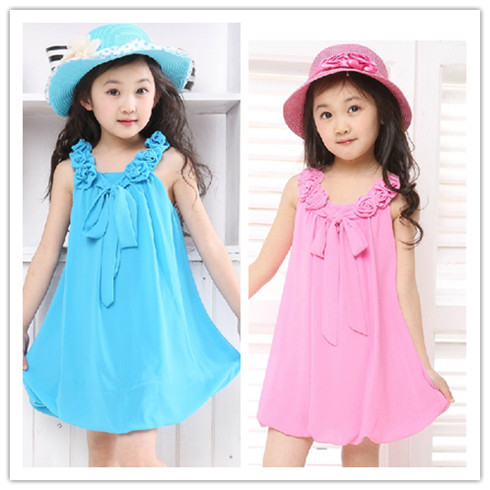 兒童雪紡無袖連衣裙
