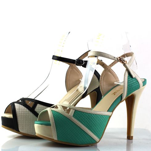 摩熙米昵-真皮魚嘴細跟女鞋