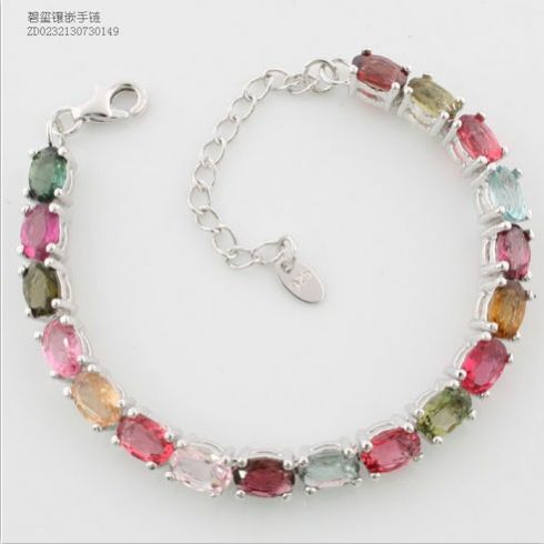 鉑晶爾曼碧璽鑲嵌手鏈