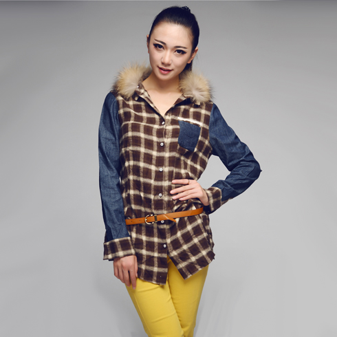 城市部落毛領長袖上衣