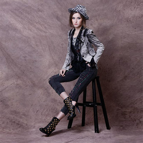 泰瑪斯英倫風格子牛仔褲