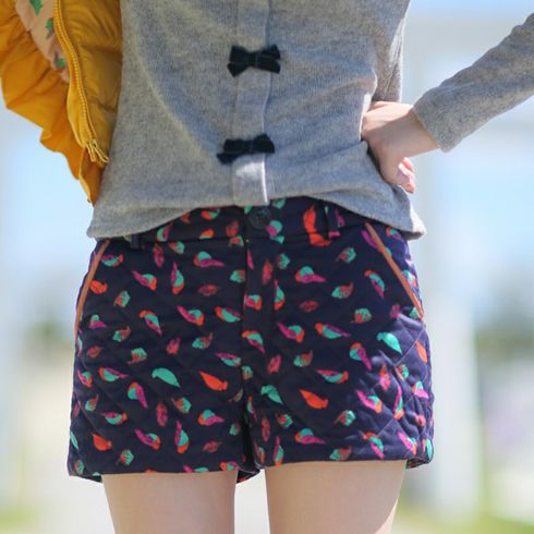 甜美彩色時尚加厚夾棉短褲靴褲