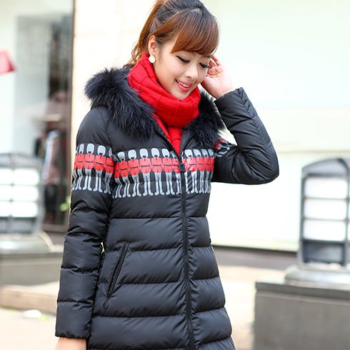 酷庫女裝拉鏈長款大毛領女裝羽絨服外套