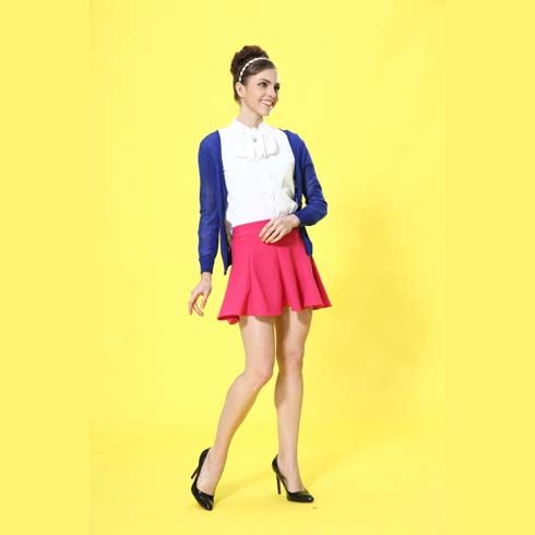 艾麗哲女裝韓版修身外套長袖搭配粉色褶皺甜美裙