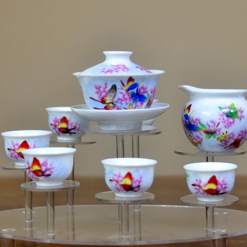 龍潤茶產品-8頭粉彩化蝶醉舞