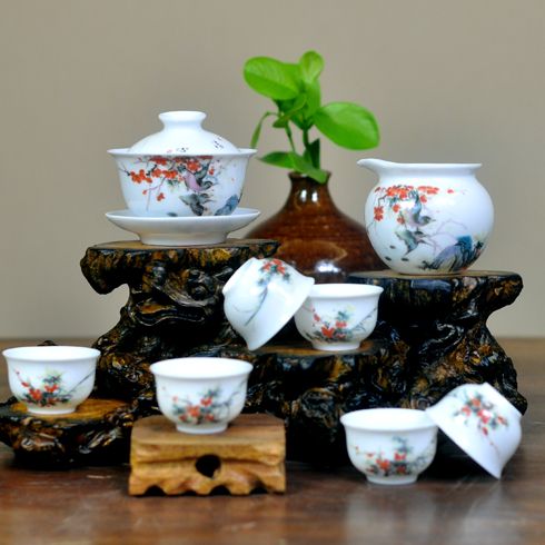 龍潤茶產品-8頭粉彩金秋神韻茶具