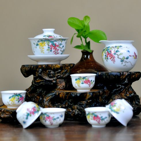 龍潤茶產品-8頭粉彩紫氣東來茶具