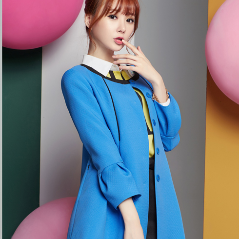 酷庫女裝產品-女款風衣長袖韓版修身秋款中長款外套