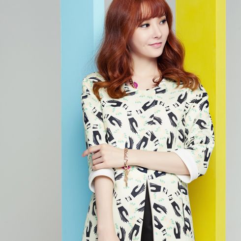 酷庫女裝產品-氣質時尚中袖長款外套