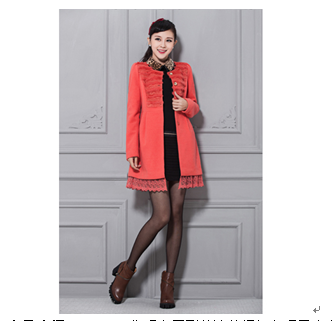 季美熙女裝產品-橘紅色呢子大衣