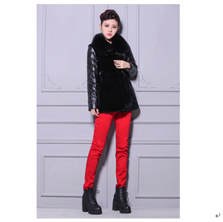 季美熙女裝產品-皮袖毛領黑色季美熙女裝