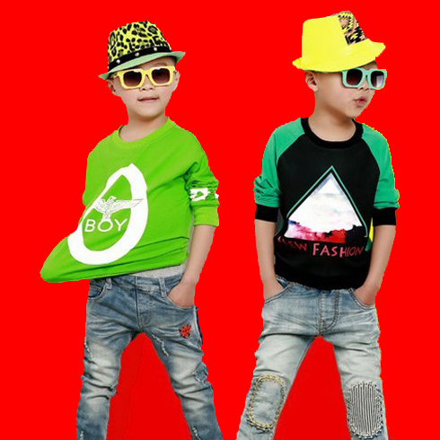 潮童天地童裝產品-男童長袖T恤牛仔褲