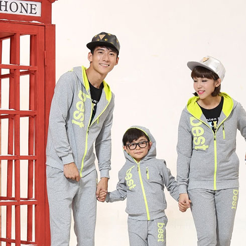 龍子印情侶親子裝產品-灰色休閑套裝