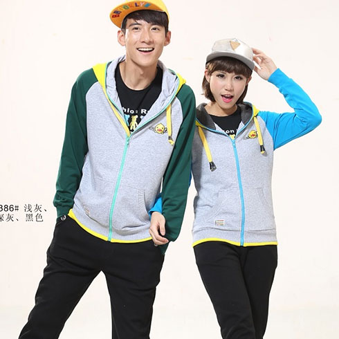 龍子印情侶親子裝產品-情侶灰色藍色休閑裝