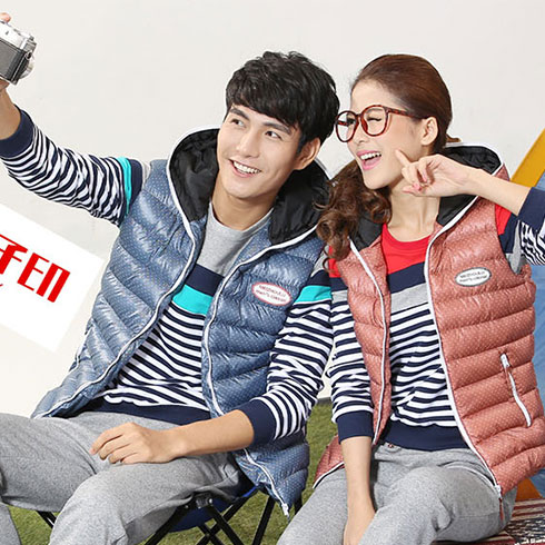 龍子印情侶親子裝產品-龍子印情侶裝帶帽馬甲