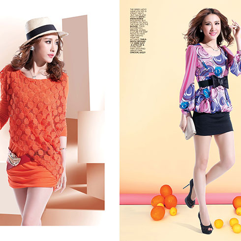 金姿萊女裝產(chǎn)品-桔色紗網(wǎng)連衣裙