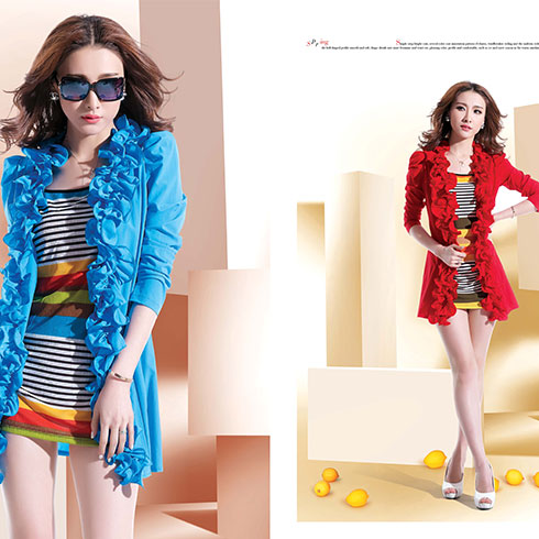 金姿萊女裝產品-木耳領子搭配條紋打底衫