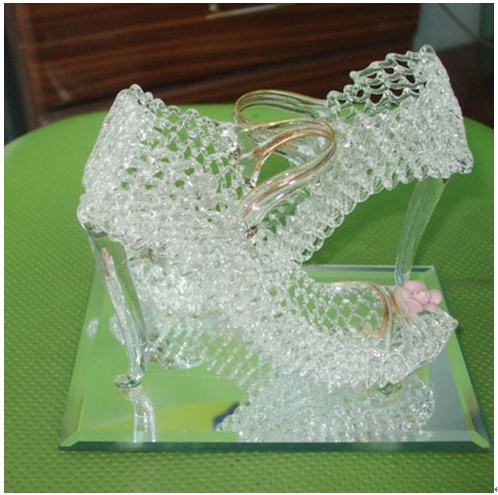 水晶拉絲工藝產品-水晶拉絲工藝品鏤空高跟鞋