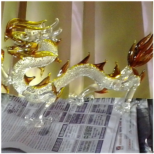 水晶拉絲工藝產品-水晶中國龍擺件