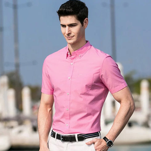 優品優男修身純色襯衫