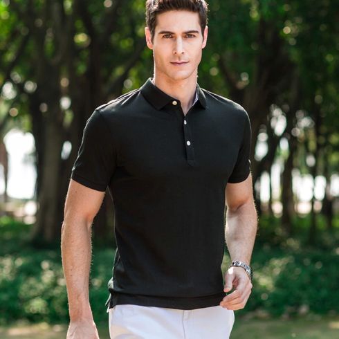 優品優男黑色立領T恤