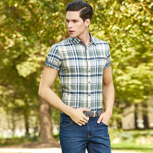 優品優男休閑格子襯衫