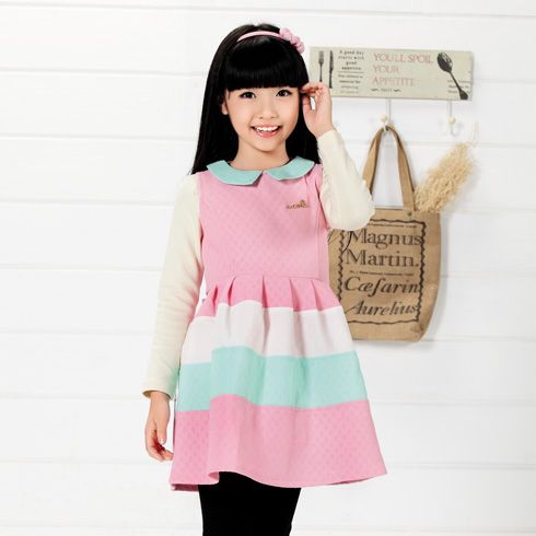 貝蕾爾童裝產品-貝蕾爾女童秋冬撞色連衣裙