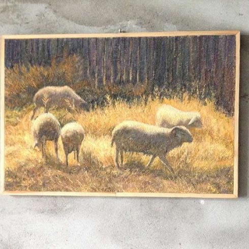 松花玉石顆粒墻藝-動物圖