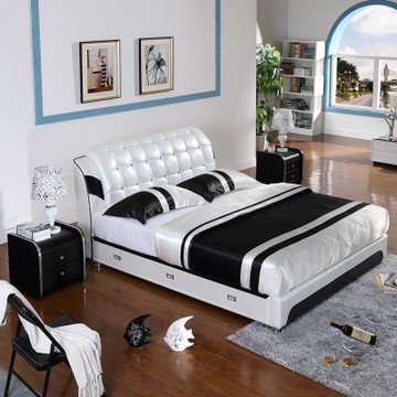 廠家直銷 現代簡約真皮雙人婚床 特價高檔創意臥室皮床 可定制