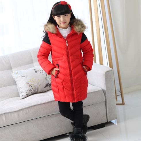 貝蕾爾-童裝紅色羽絨服中長款秋冬季 