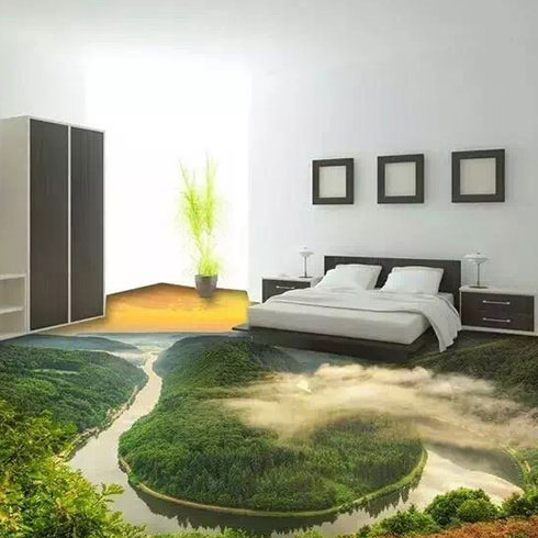 百變奇特彩雕機(jī)-江河回灣臥室效果