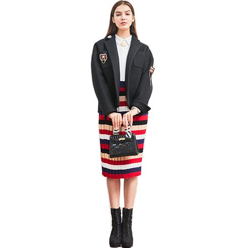 艾麗哲女裝-秋冬海軍風條紋套裝