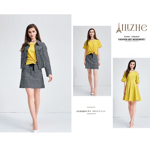 艾麗哲女裝-春季襯衫女長袖條紋裙