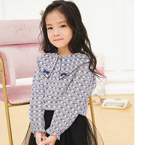妙尼熊童裝-花紋水手領上衣