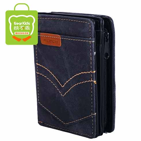 熊不乖童創優品-帆布牛仔錢包