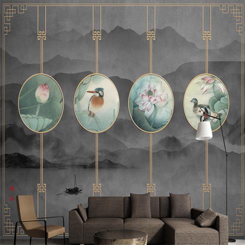 神奇金屬裝飾畫-新中式沙發區